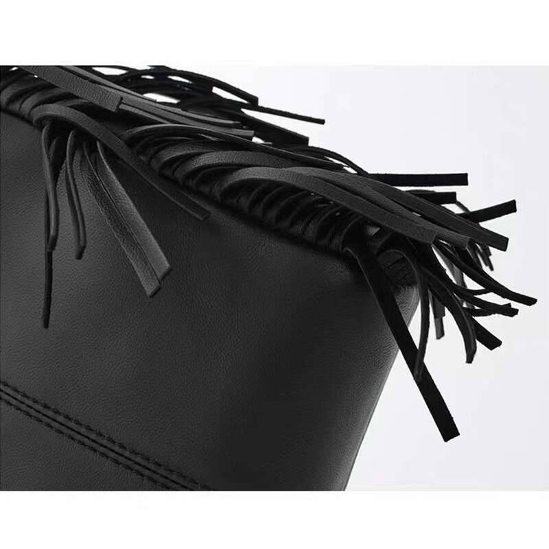 New Fashion Maje Shoulder Black PU Soft Crossbody Bag Large Capacity Retro Women's Handbag