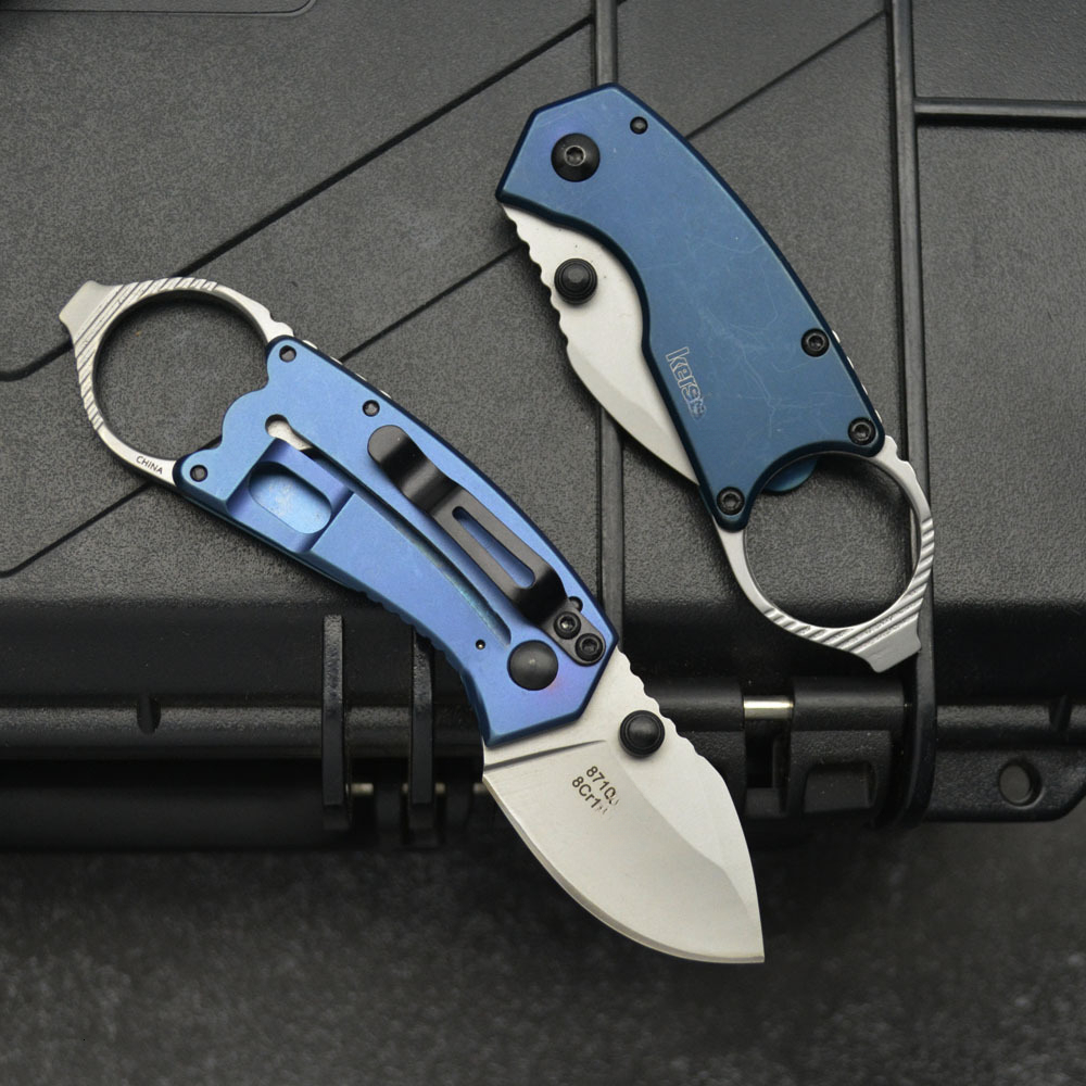 8710 Antic Multi-Function Folding Pocket Knife 1.75" 8Cr13Mov Drop Point Blade Blue 440C Handles with Bottle Opener Tool
