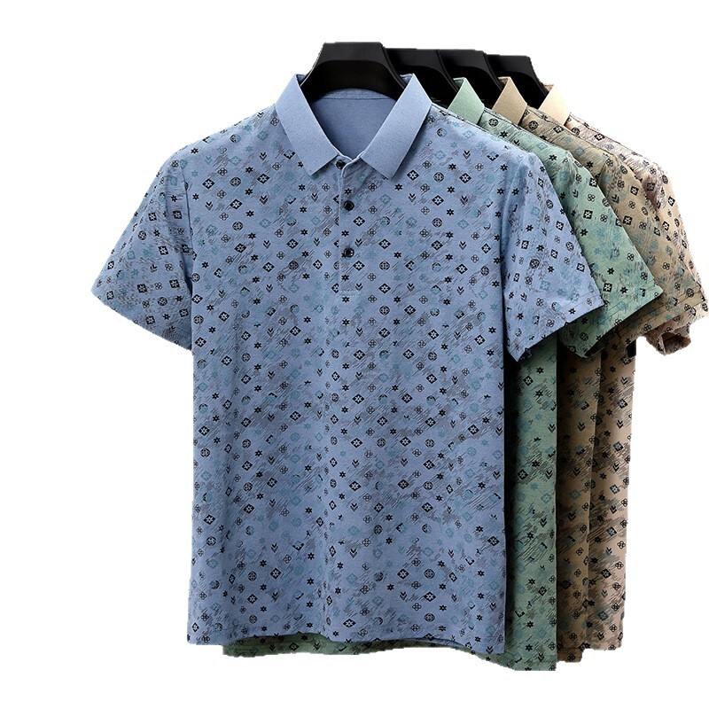 Designer Polo Shirt Mens Ice Silk All Over Print Business Casual Short Sleeve Breathable Top For Summer Daily Work Fashion In Multiple Colors