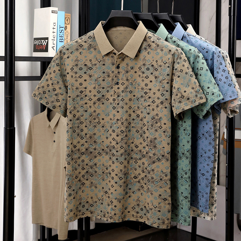Designer Polo Shirt Mens Ice Silk All Over Print Business Casual Short Sleeve Breathable Top For Summer Daily Work Fashion In Multiple Colors