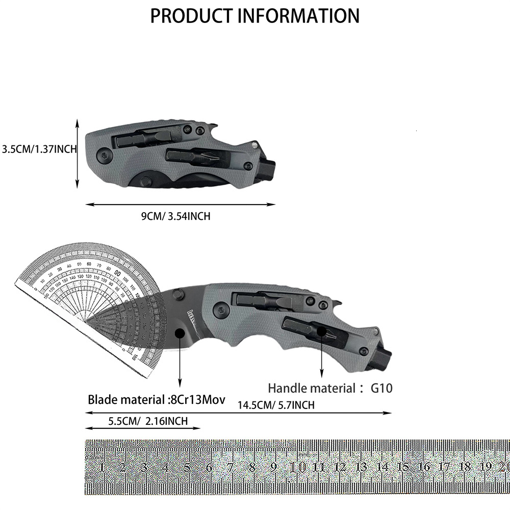 KS 8720 Multi-Functional Everyday Carry Folding Knife 8Cr13MoV Blade G10 Handle Outdoor Camping Hunting Survival Tool