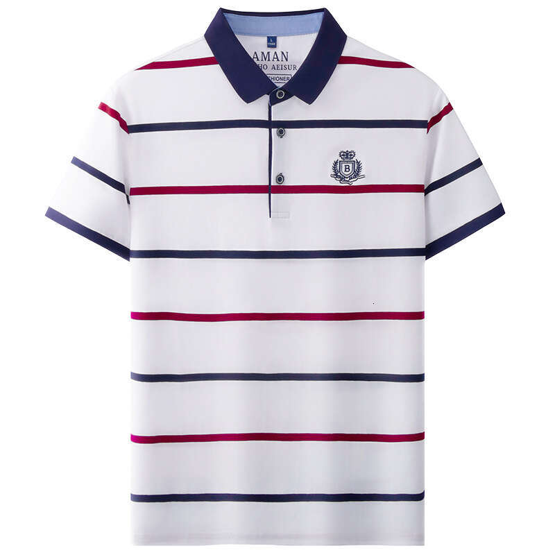 Luxury Brand Designer Clothes Live Broadcast Cross-Border Men's Short-Sleeve POLO Shirt, Fashionable Striped T-Shirt, Summer Business Sports Embr