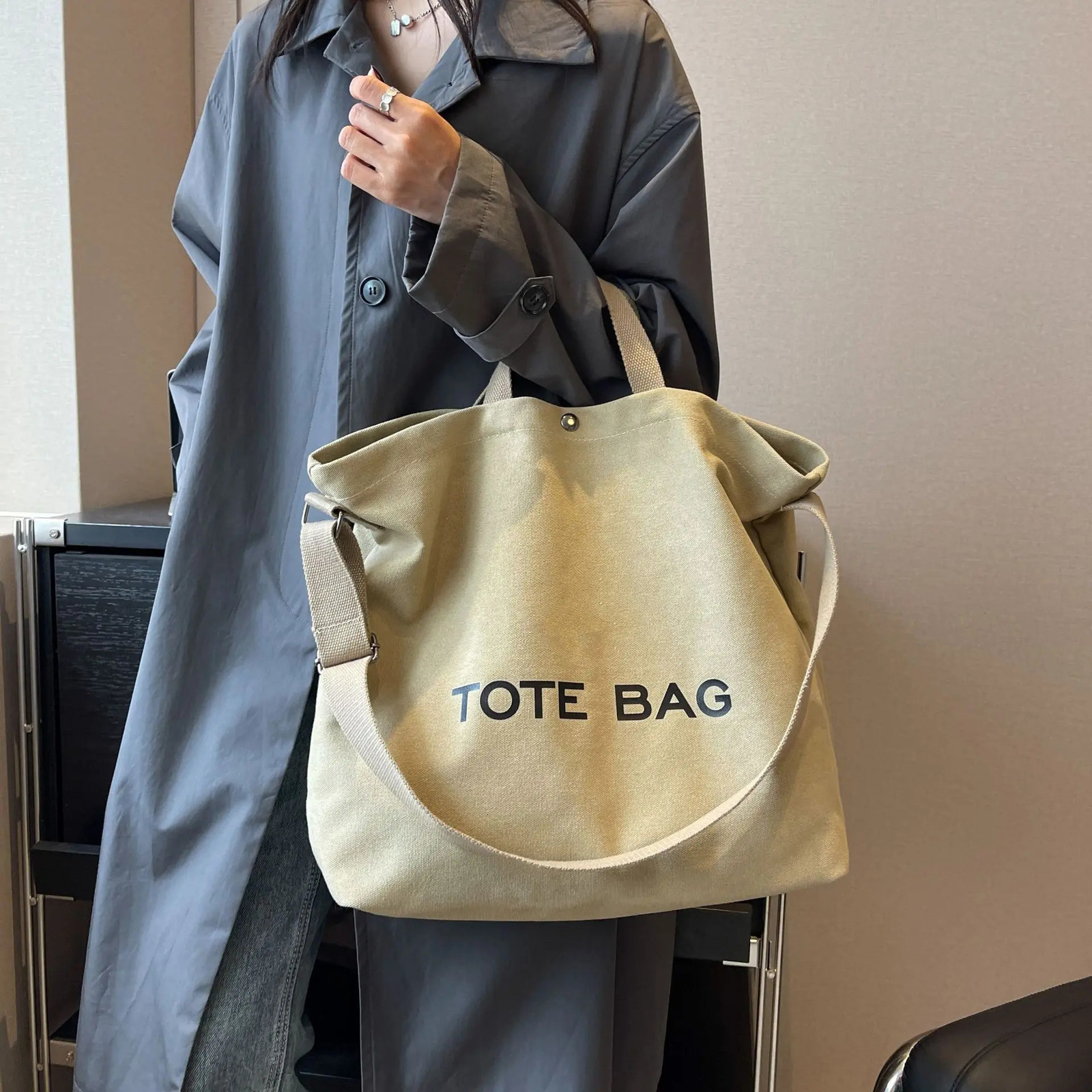 Thickened Canvas Retro Tote Bag Premium Sense Handbags Commuter Bag Large Capacity Student Shoulder Bags for Women 260428