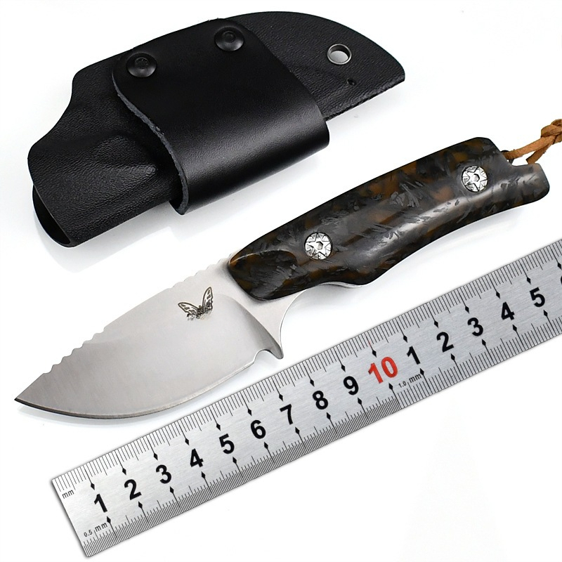 15017 Petrified FishFolding Knife with Wooden Titanium Handle Steel Pocketknives Tactical Knife for Hunter EDC Hand Tool