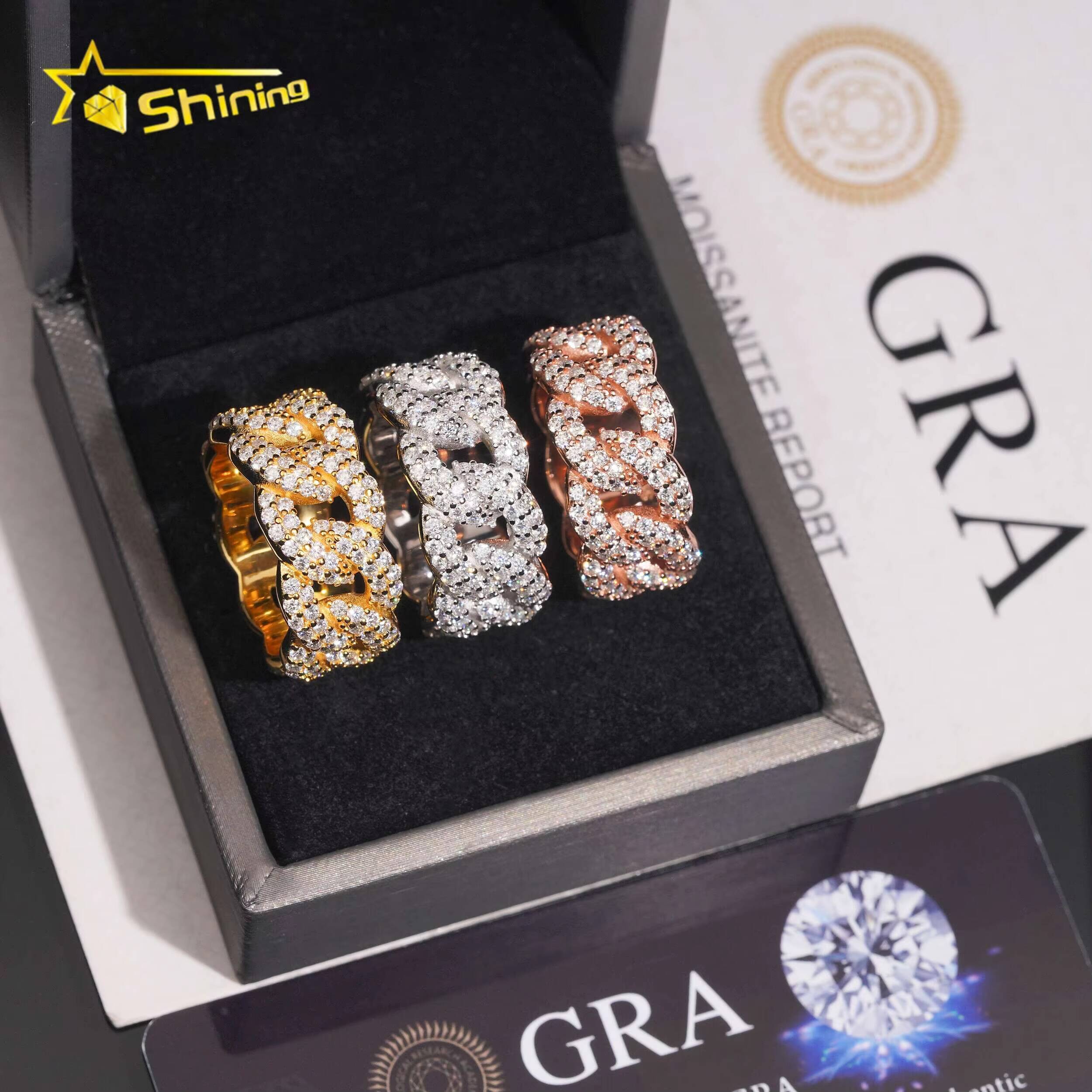 R9900 New Arrivals Iced Out Hip Hop Luxury Fine Jewelry Rings Silver Mens Cuban Link Style Ring