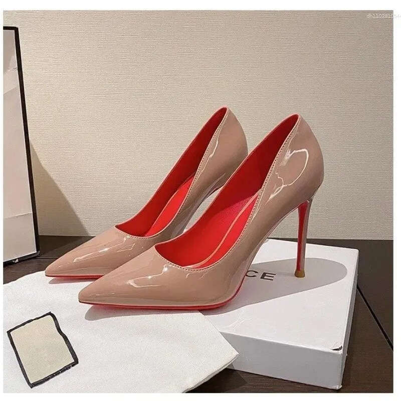 Dress Shoes 2026 Women's 9cm Stiletto Heel Pumps Glossy Patent Leather Pointed-Toe Sexy Chic Evening Party Footwear For Ladies dh4921001