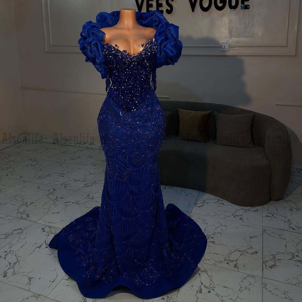 Royal Blue Prom Dresses For Women 2026 Mermaid Sequins Beading Evening Gowns Off Shoulder Gala Gown