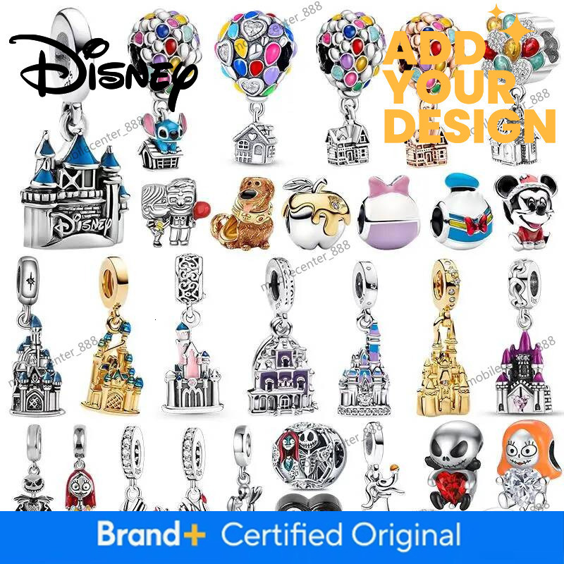 Designer Disney Jewelry 925 Silver Disney 2026 Castle Series Charms Jack&Sally Beads Pendants Fit Necklace Or Bracelet DIY Festival Women's Party