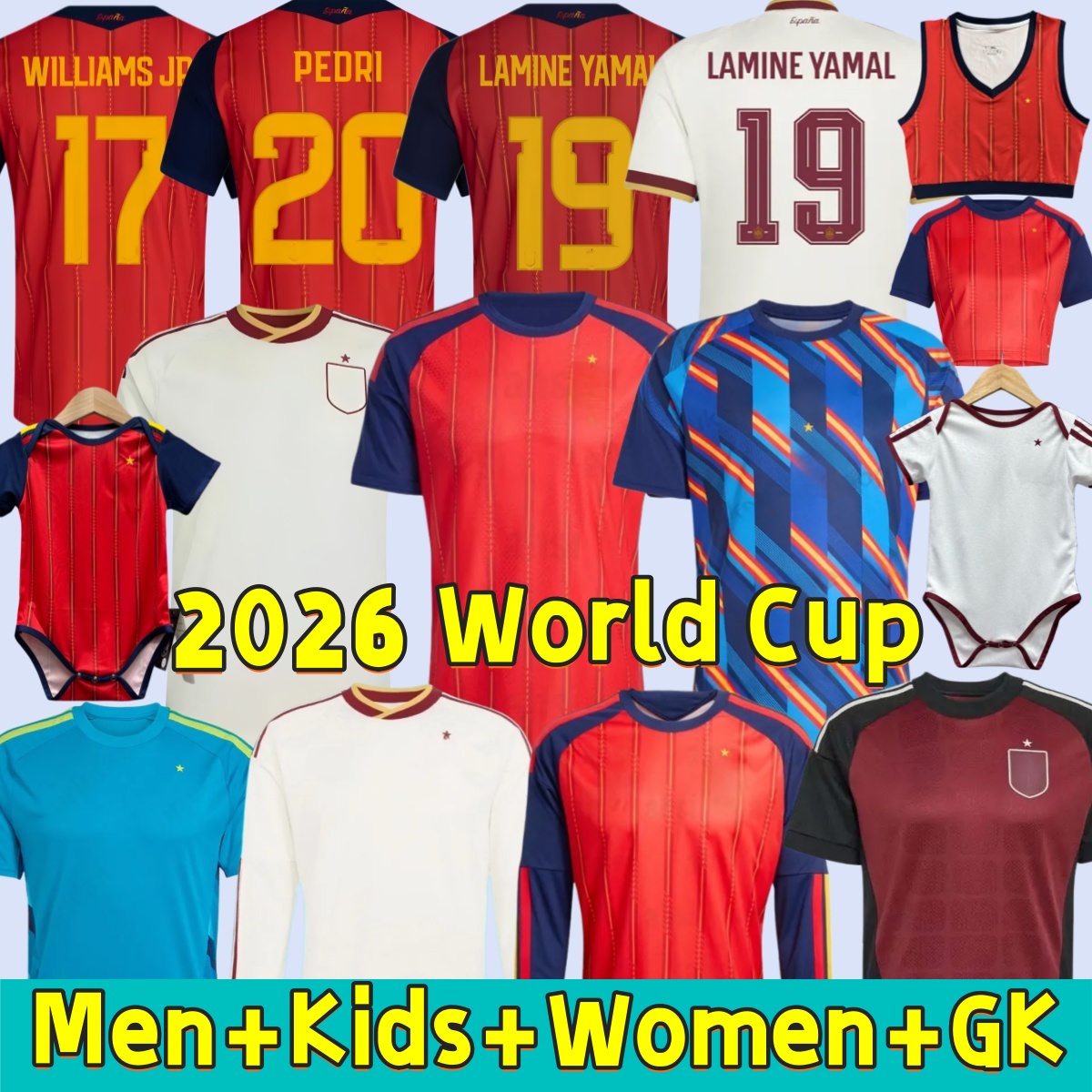 LAMINE YAMAL 26 27 Soccer Jerseys PEDRI Espana WILLIAMS JR. MORATA CARVAL fans Player 2026 World Cup football shirt men woman kids kits SPANISH Men Football Shirt