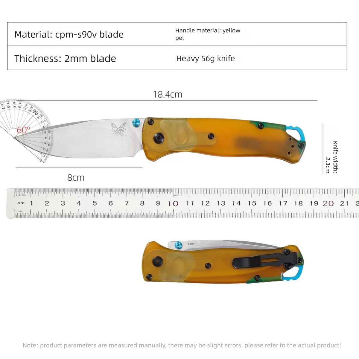 BM 535 PEI Handle Camping Folding Outdoor Knife D2 Blade Survival Hiking Portable Self-defense Hunting Multitools Hand Knives