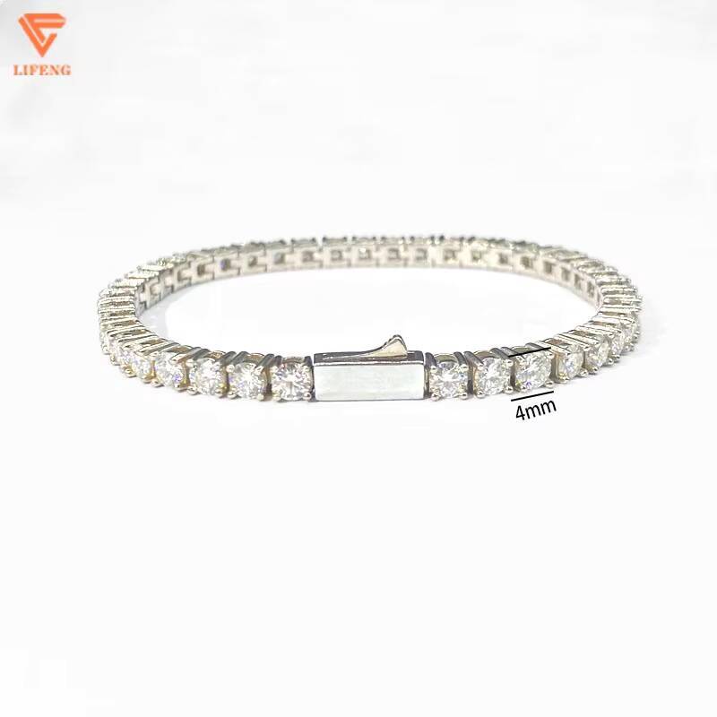 LiFeng Jewelry High Quality Tennis Chain Pass Diamond Tester 925 Sterling Silver 3mm-6mm Moissanite Tennis Chain Bracelet