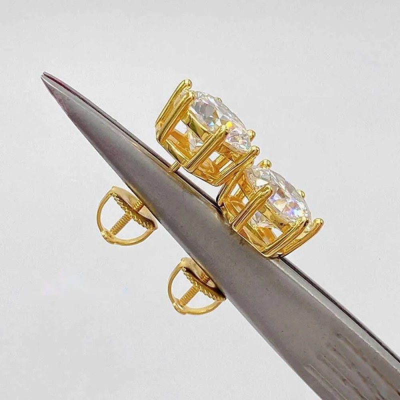 Moissanite earrings classic 6 prong 925 silver screw back stud - view 6