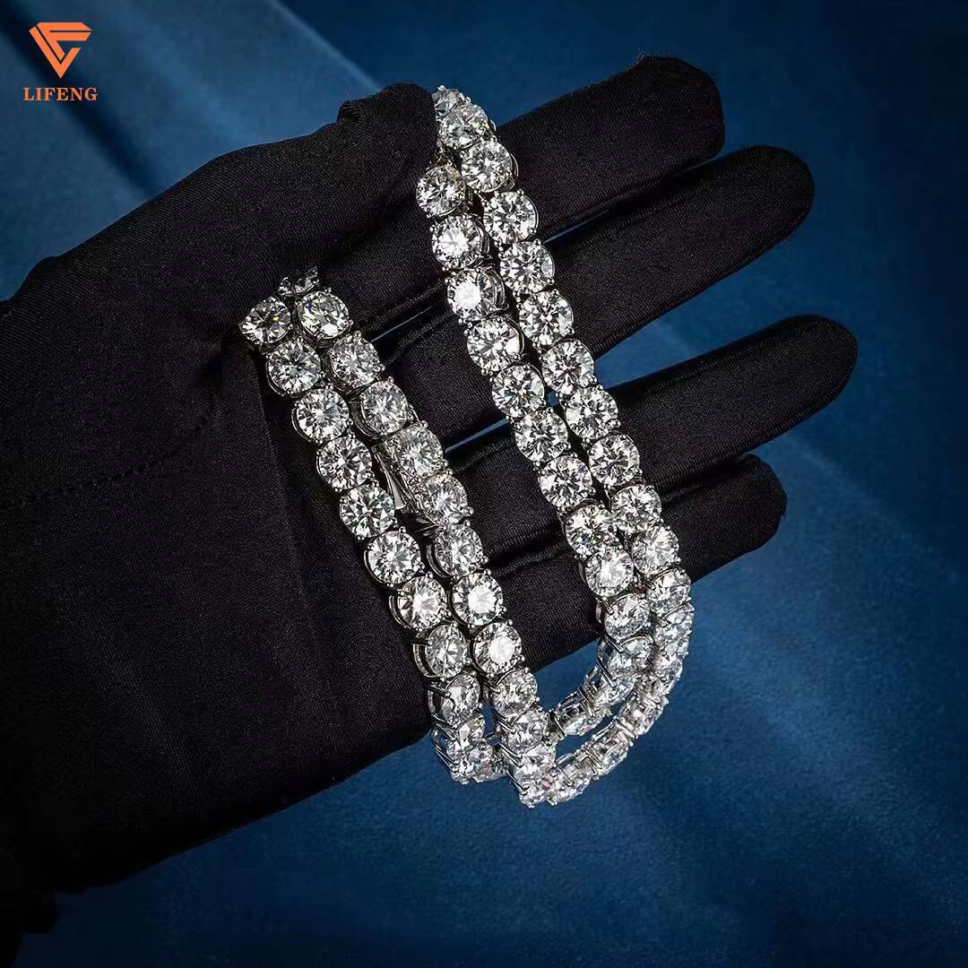 Newly 5mm square Tennis Chain 925 Sterling Silver baguette Cut DVVS Moissamite Diamond Tennis Bracelet Necklace Custom Jewelry