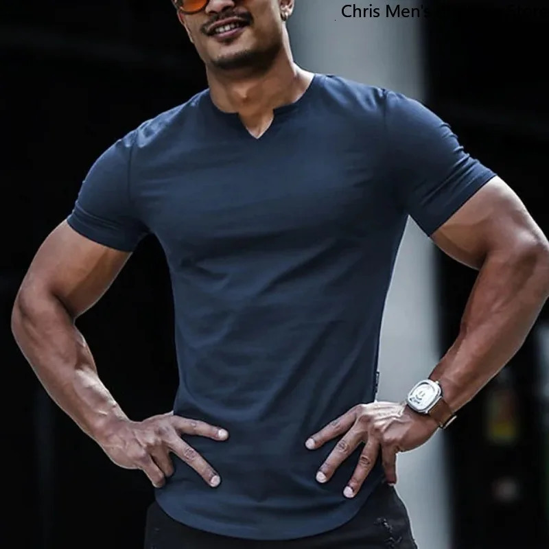 Summer Simple Casual Solid Color Mens Shirt Pro Choice Comfortable and Breathable Sports Fitness Short Sleeve Tshirt 260428