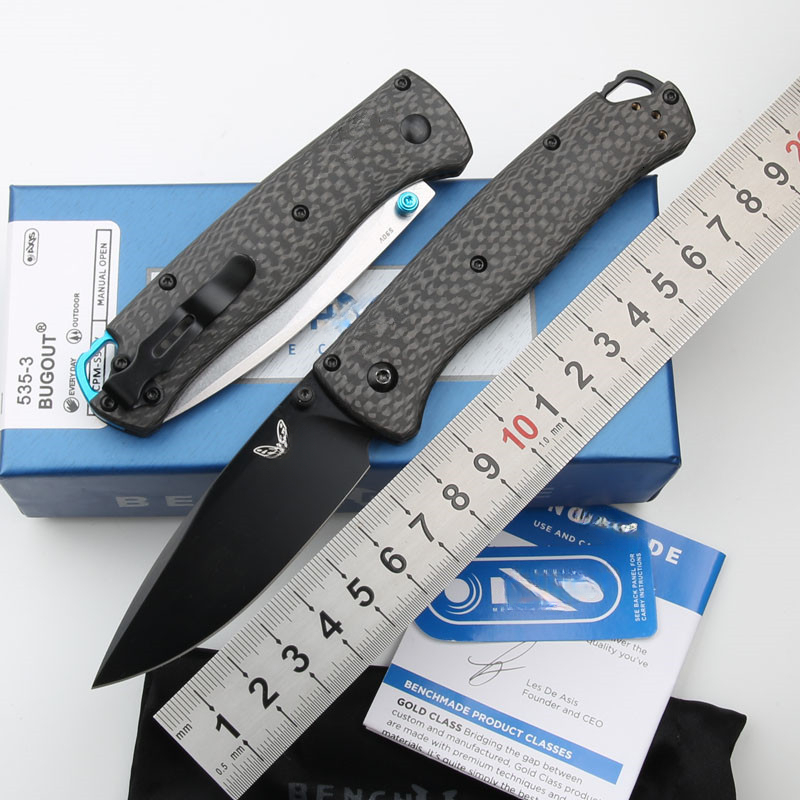 BM 535-3 carbon fiber handle Damascus steel blade outdoor camping Hiking Tactical Tool Rescue multi-purpose pocket folding knife