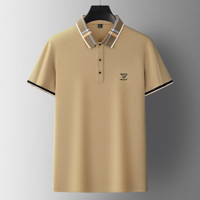 Designer Mens Plaid Collar Polo Shirt 2026 Summer New Short Sleeve Casual Business Tops With Embroidered Logo Breathable Comfortable Tee For Daily Wor