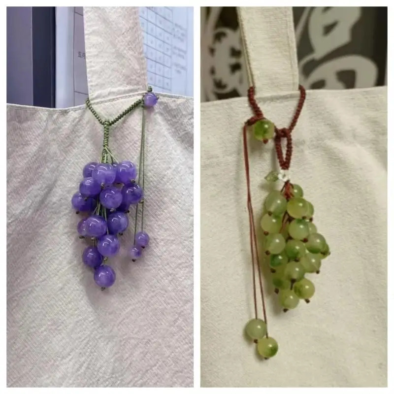 Summer Fresh Handmade Grape Keychain Womens Cute Bag Charm Cute Fruit Pendant DecorationYY26 260427