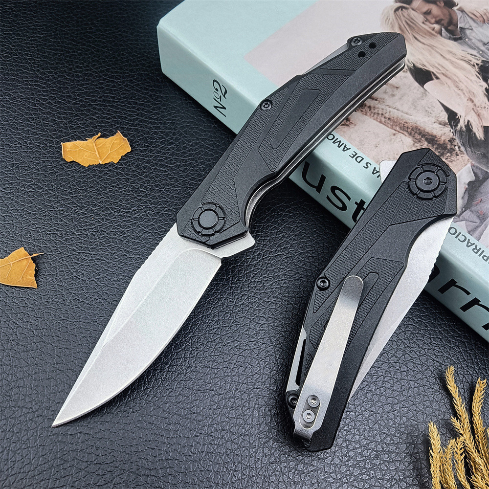 KS 1370 Folding Knife 8Cr13Mov Steel Blade Nylon Composite Carbon Fiber Handle Portable Household Fruit EDC Carry-Along Tool Knife