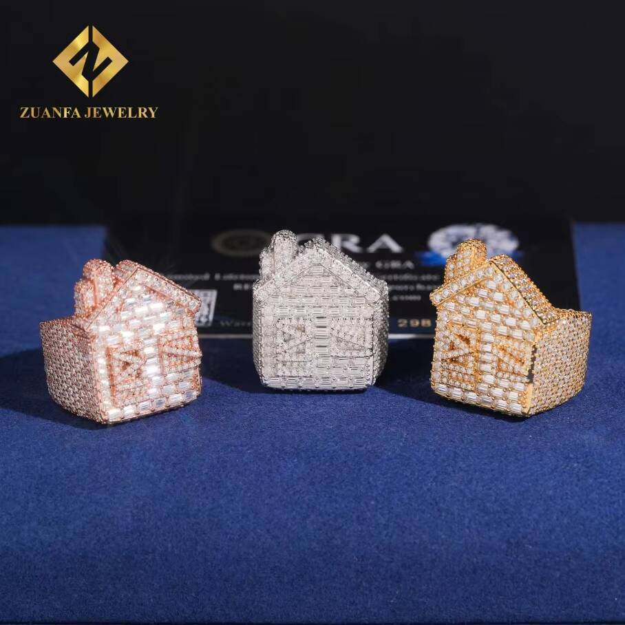Hot Sale GRA Certified Moissanite House Ring HipHop 925 Sterling Silver Ring High Quality Ring Iced Out Pass Diamond Tester