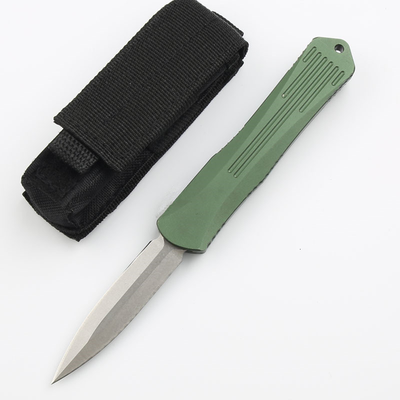 High-hardness outdoor folding knife with green handle, made of aviation aluminum, D2 blade wilderness survival, sharp portable, suitable for camping a