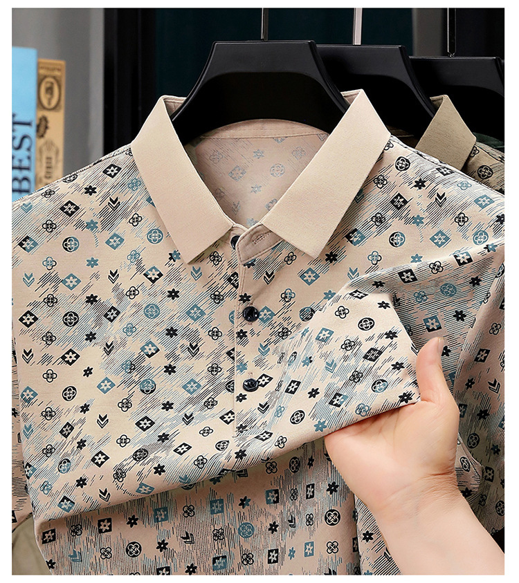 Designer Polo Shirt Mens Ice Silk All Over Print Business Casual Short Sleeve Breathable Top For Summer Daily Work Fashion In Multiple Colors