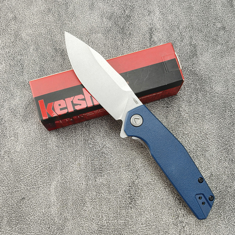 2036 Folding Knife, Clip Point Blade with Blue Handle, Stonewash Blade Hunting fishing Pocket Knives hand tools