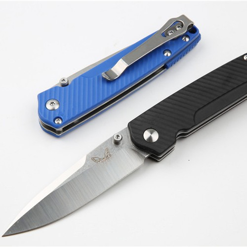 BM 485 Outdoor Folding Knife -M390 Steel Satin Plain Blade, Nylon Fiber Handle for Camping, Hunting, Survival, Tactical