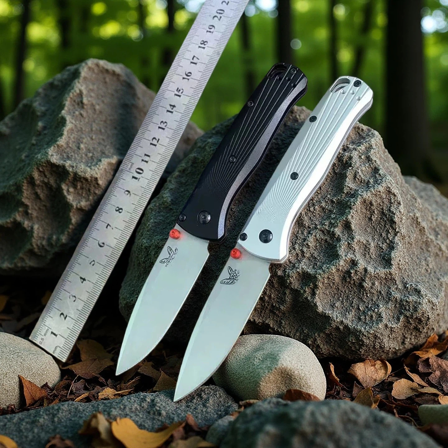 BM 535BK-4 Bugout Pocket Folding Knife 3.24" M390 Black DLC Plain Blade, Machined Aluminum Handles Outdoor Camping Fishing Tools