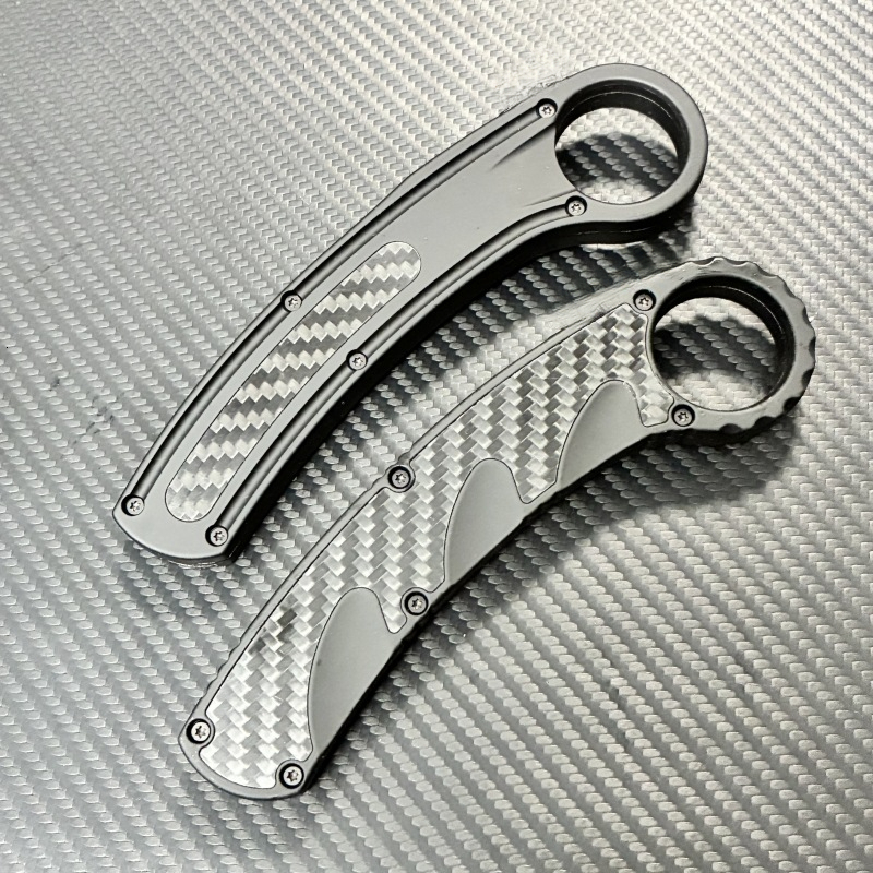 OTF carbon fiber blade with Aluminum alloy handle EDC outdoor tool accessory claw knife sheath