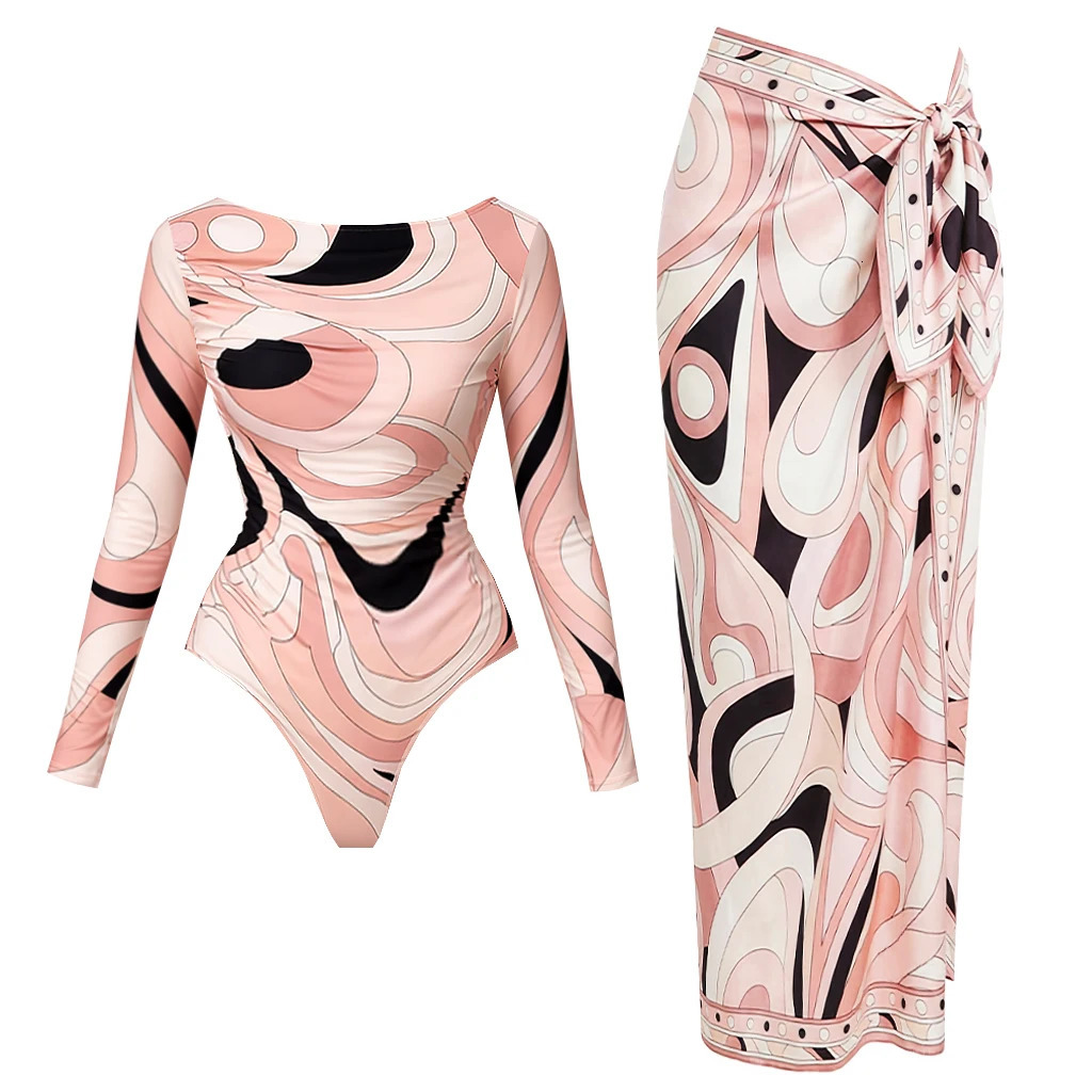 2026 Cut Out One Piece Swimsuit with Skirt Women Hollowen Swimwear Monokini Patchwork Bodysuit Bathing Suit Beach Wear 260427