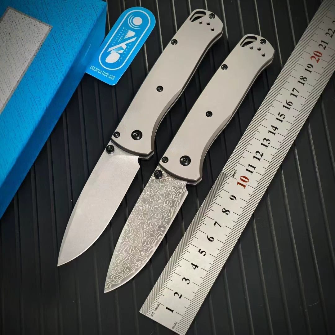 BM Mini 533-TI Damascus Titanium alloy Handles Bugout Folding Knife Outdoor camping hunting pocket EDC utility KNIVES