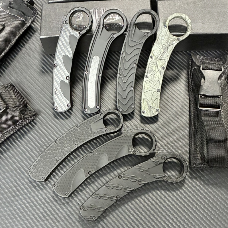 OTF carbon fiber blade with Aluminum alloy handle EDC outdoor tool accessory claw knife sheath