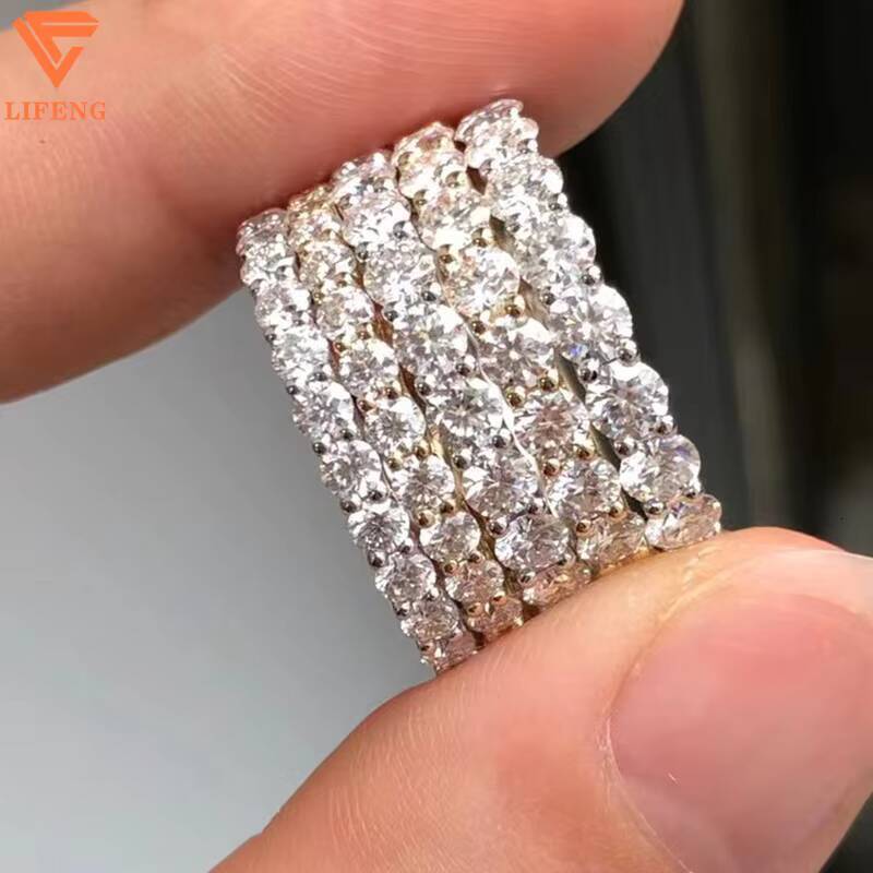 Eternity Handmade Jewelry White Gold Moissanite 925 Silver Rings 14K Round Brilliant Diamond Engagement Ring Women
