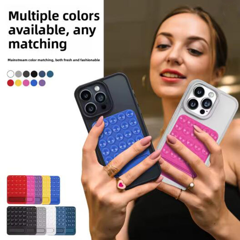 Silicone Suction Phone Case Mount Anti-Slip Hands-Free Sticky Cell Phone Grip Stands for Selfies and Videos Phone Holder