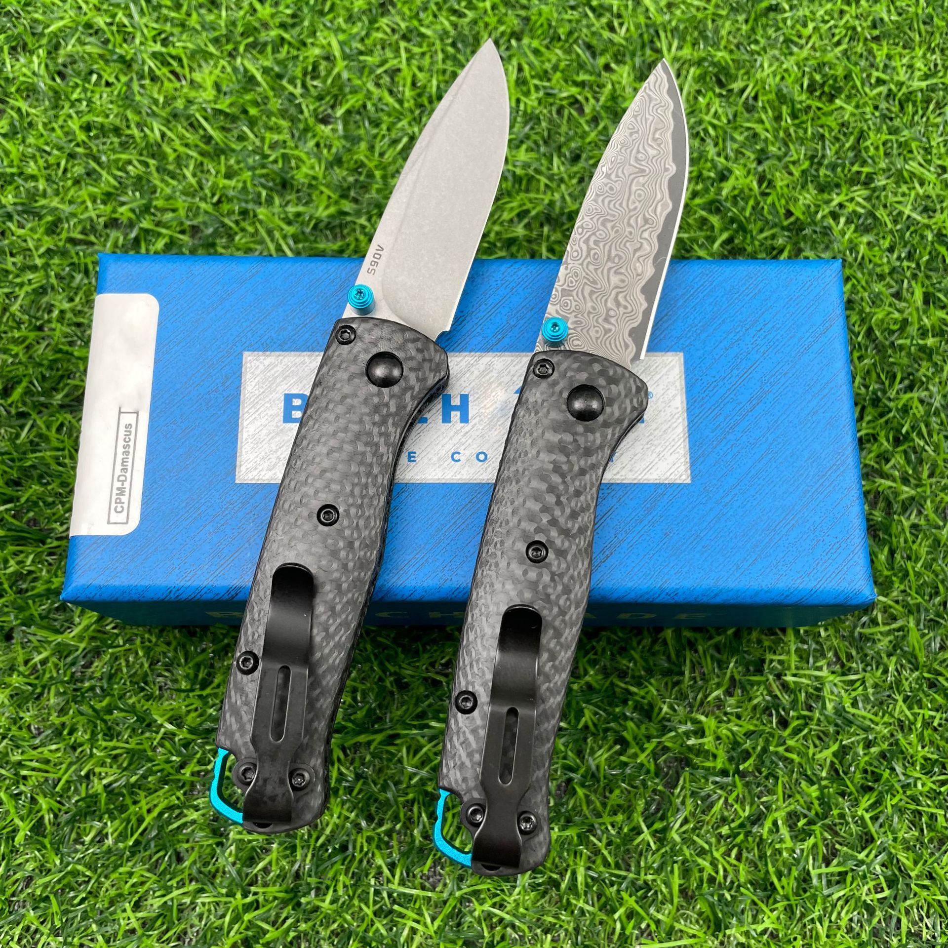 BM535 Folding Tactical Knife Damascus Steel Blade Bugout Knife Carbon Fiber Handle Pocket Outdoor Camping Self-defense Knives