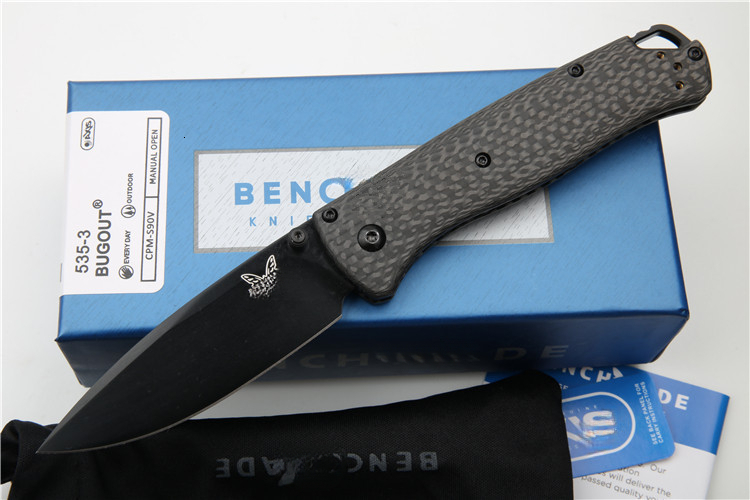 BM 535-3 Folding Knife S90V Blade Carbon Fiber Handles Sharp Field Hunting Knife Survival Tactical Tool with Pocket Clip