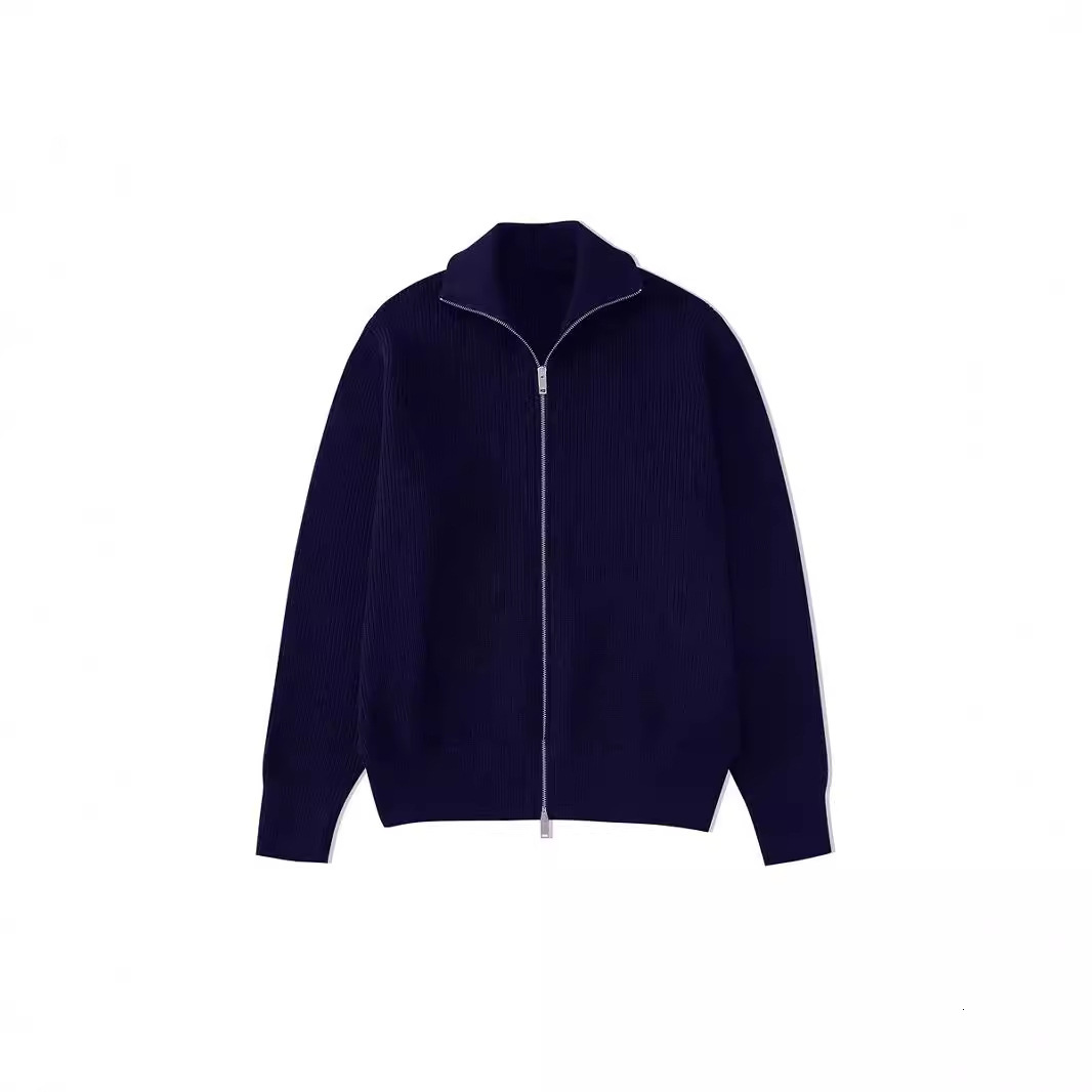 Men High Collar Knit Sweater Coat, 2026 Spring Autumn Double Zipper Design, Lazy Style Soft Knitted Cardigan, Daily Fashion Casual Outfit - view 5
