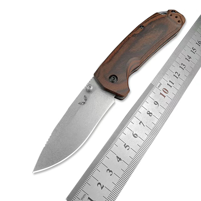 BM 15031 Hunt North Fork Tactical Folding Knife 8cr13mov Blade Stabilized Wood Handle Outdoors Survival Utility Pocket Tools
