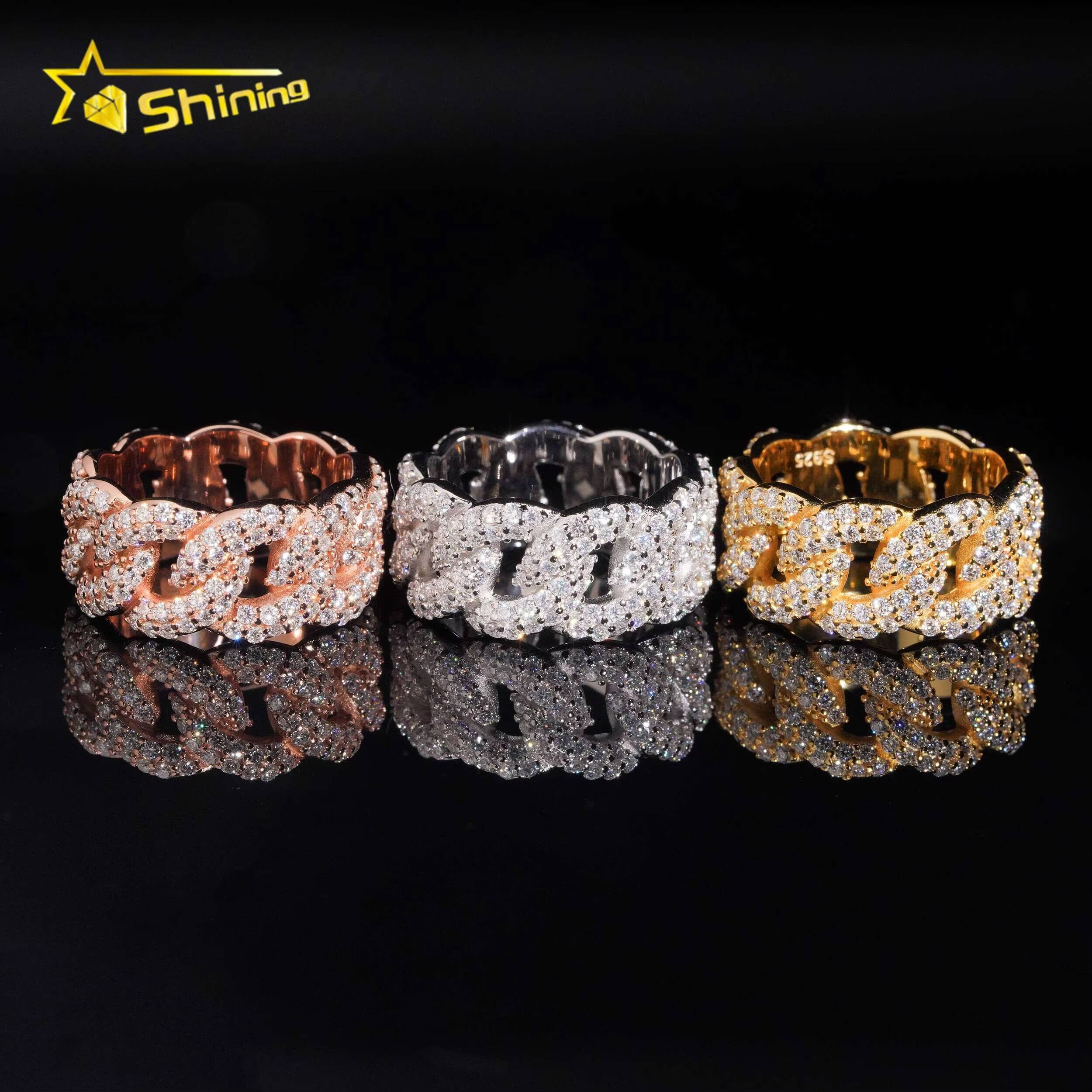 R9900 New Arrivals Iced Out Hip Hop Luxury Fine Jewelry Rings Silver Mens Cuban Link Style Ring