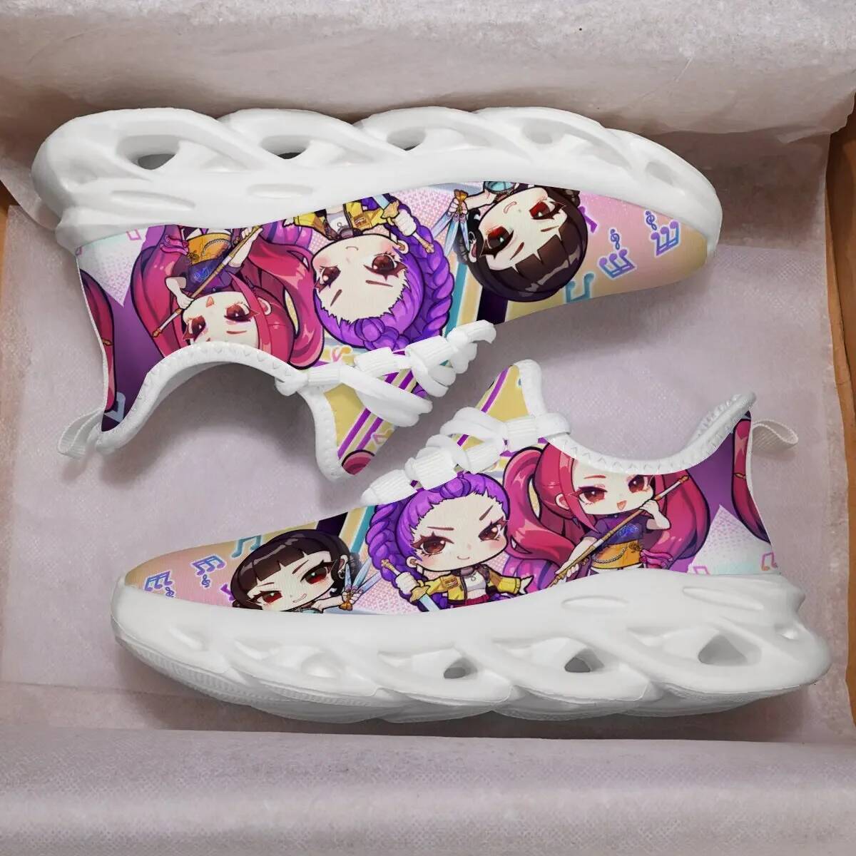 Children's Cartoon Girls Music Notes Print Sports Sneakers Casual Running Shoes For Men Women Large-Sized