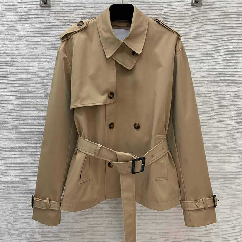 designer trench coat women Classic Lapel high quality jacket coats With belt Double breasted fabric Windproof jackets womens clothes