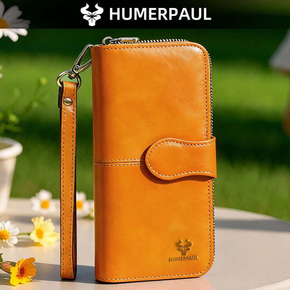 Women Light Luxury Niche Designer Wallet, Hummer Paul Cowhide Clutch, RFID Security Large Capacity Multi Card Slots Purse SENYY