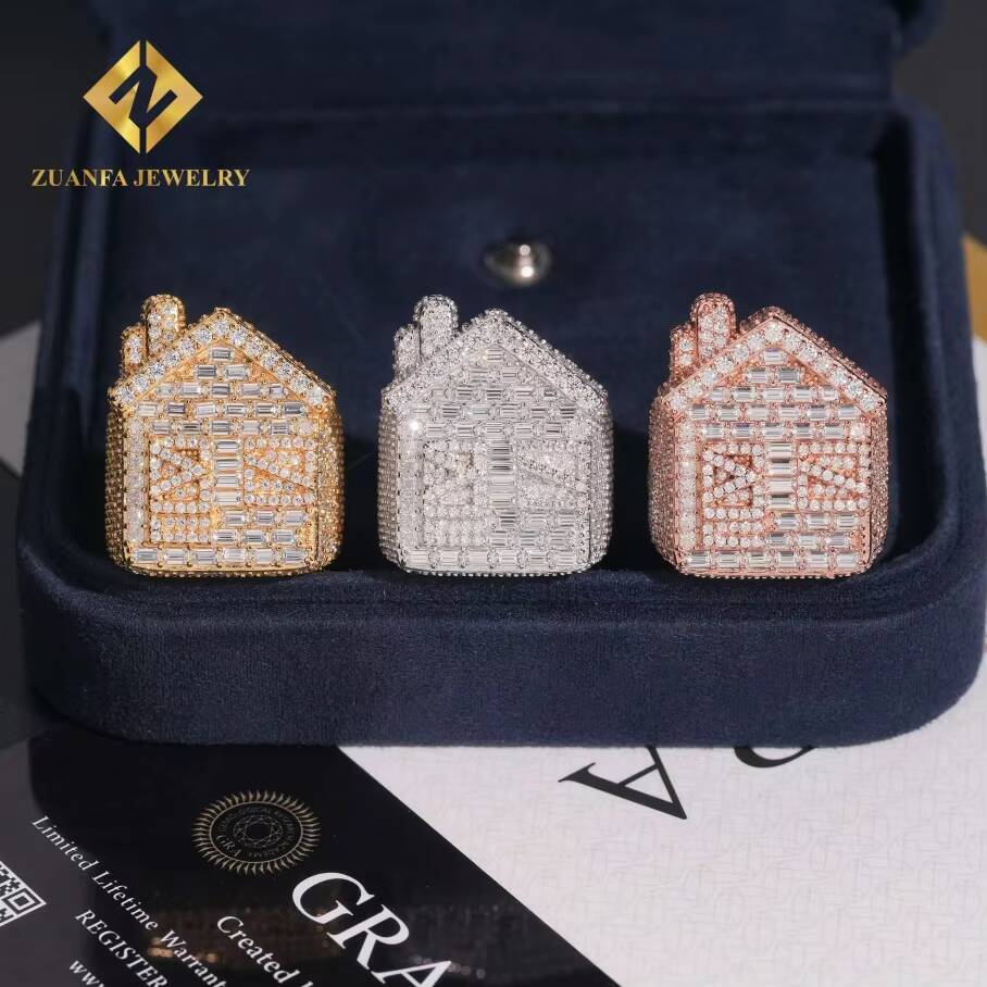 Hot Sale GRA Certified Moissanite House Ring HipHop 925 Sterling Silver Ring High Quality Ring Iced Out Pass Diamond Tester