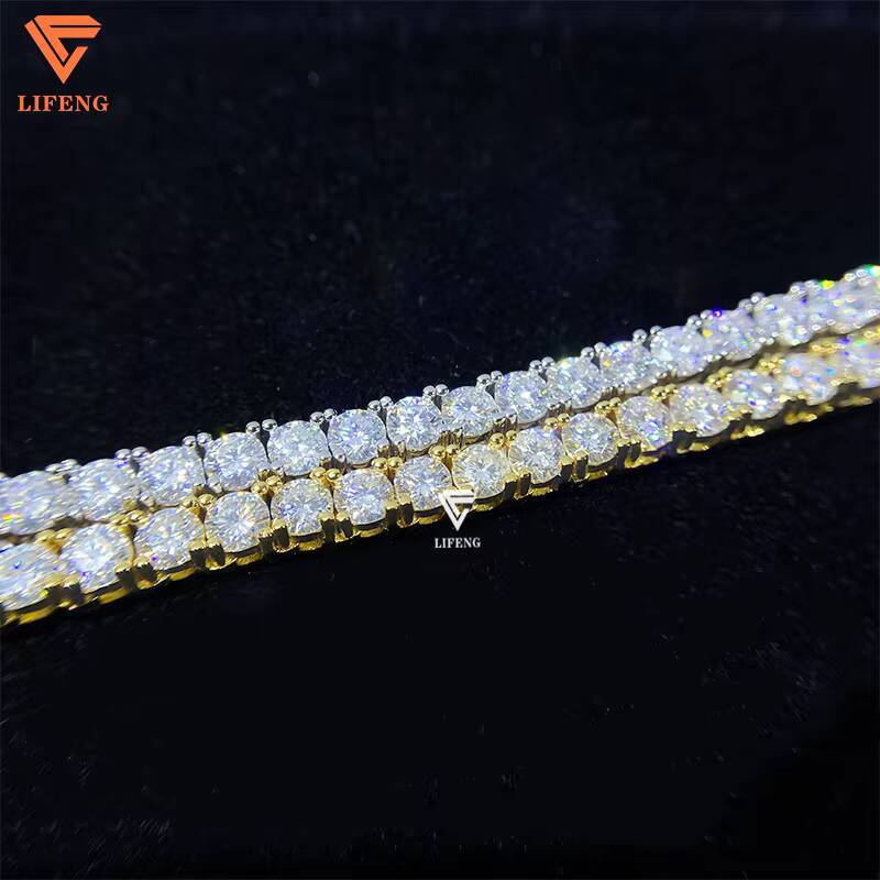 4mm GoldWhite Gold Plated 925 Sterling Silver Tennis Chain Necklace Iced Out Moissanite Diamond Hip Hop Jewelry Tennis Chain