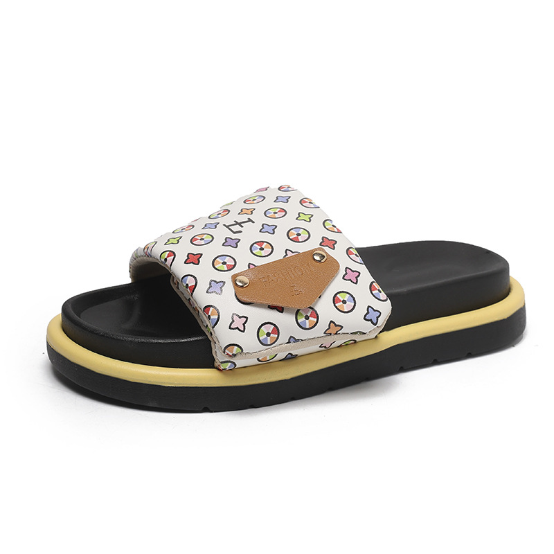 2026 Summer New Velcro Designer Slippers Thick Bottom Outdoor Home Anti slip Printed Letter Sandals for Women