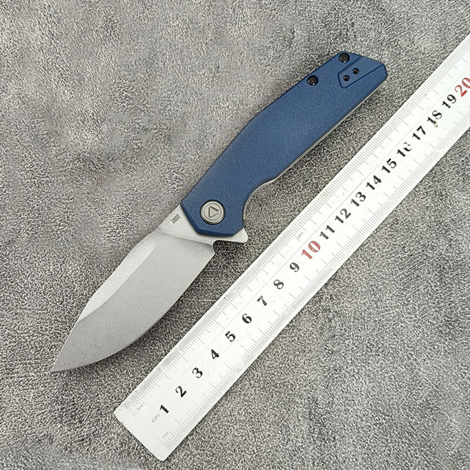 2036 Folding Knife, Clip Point Blade with Blue Handle, Stonewash Blade Hunting fishing Pocket Knives hand tools