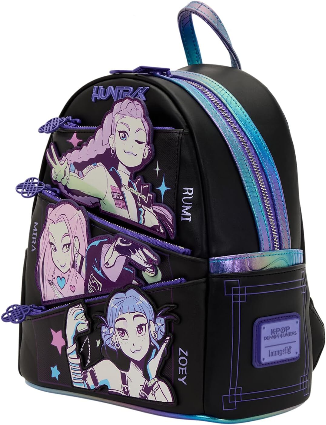 Loungefly Kpop Demon Hunters Huntr/X Mini Backpack With Photo Card Charm