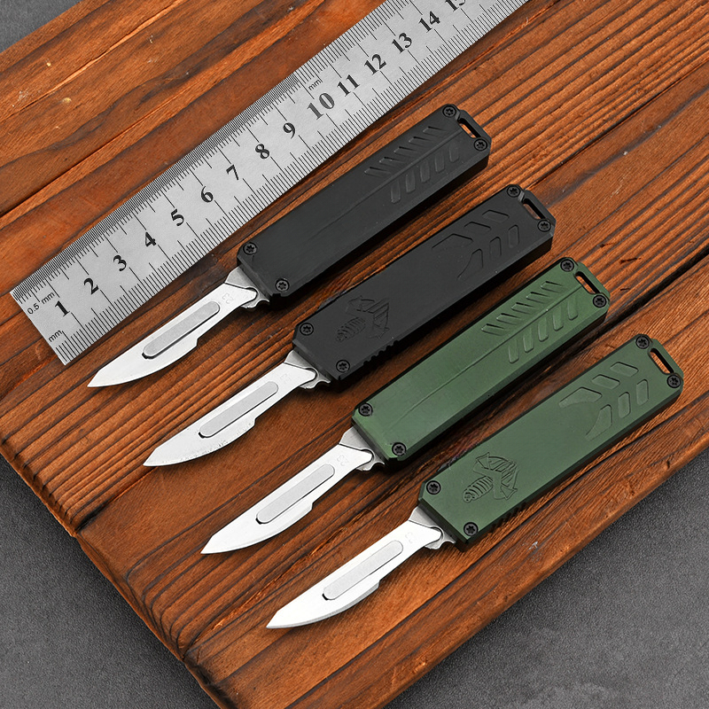 Removable Blades Mini Pocket Assisted Knife Aluminum Alloy Handles Outdoor Camping Cutting Tools for Gifts