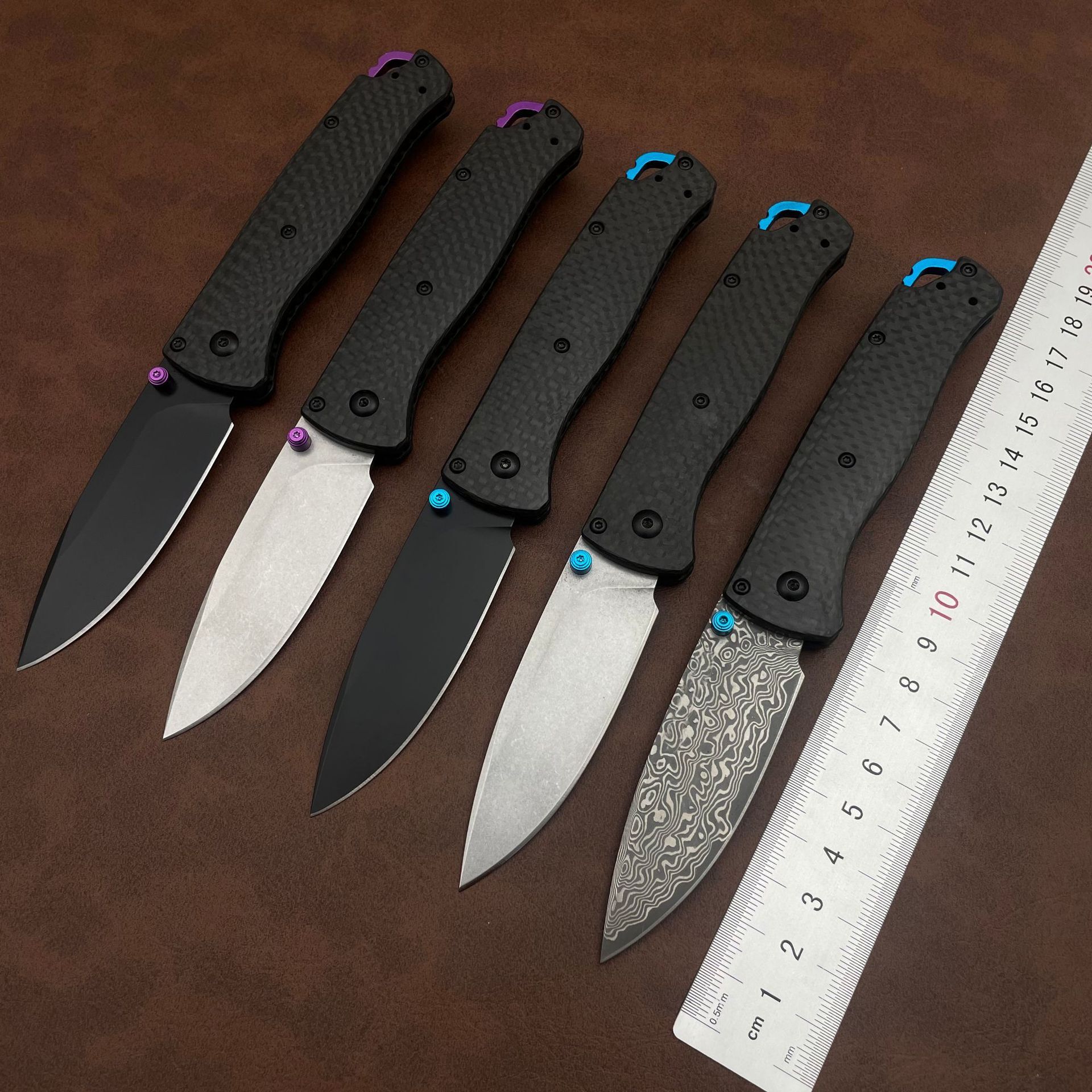 BM 533/535 Folding Knife Damascus Steel Blade Carbon Fiber Handles Sharp Field Hunting Knife Survival Tactical Tool with Pocket Clip