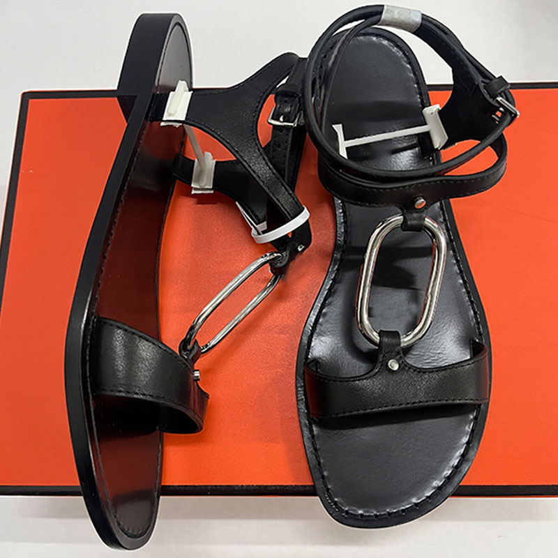 Chic Feminine Look Marinella sandal classic oversize version iconic calfskin women everyday sandals Black leather edge heel Stainless steel buckle casual sandals